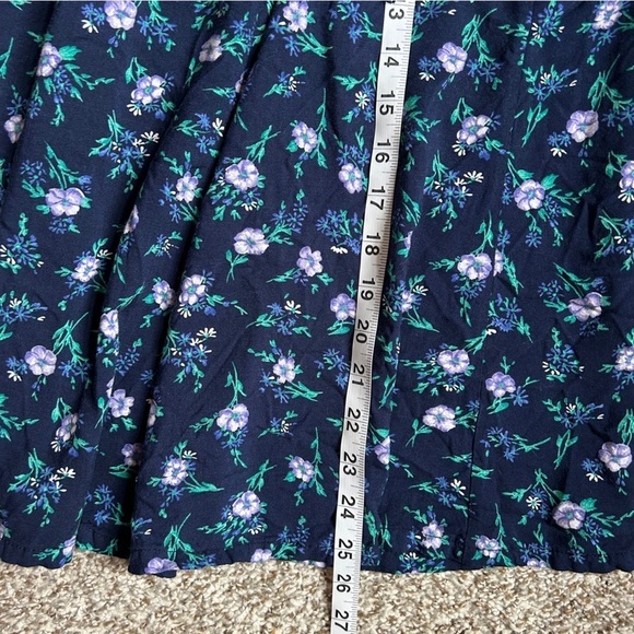 Liz Baker Essentials Blue Green Floral Midi Skirt Medium Casual Vintage - Picture 5 of 5